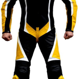 Yellow and Black Motorcycle Sports Racing Leather Suit
