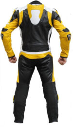 Yellow and Black Motorcycle Sports Racing Leather Suit