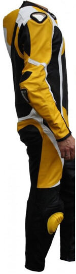 Yellow and Black Motorcycle Sports Racing Leather Suit