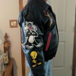 90s Looney Tunes Cartoon Leather Bomber Jacket
