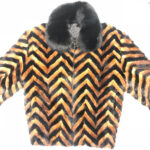 Black and Brown Mink Tail Fur Jacket