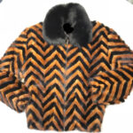 Black and Brown Mink Tail Fur Jacket