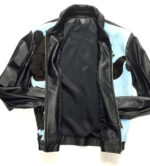 Blue and Black Cowhide Genuine Suede Leather Jacket
