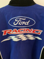 Blue and Black Vintage Ford Racing Jacket