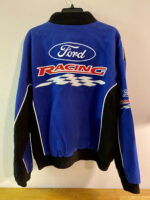 Blue and Black Vintage Ford Racing Jacket