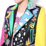 Colorful Rainbow Print Fashion Leather Jacket
