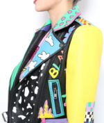 Colorful Rainbow Print Fashion Leather Jacket