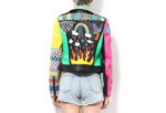 Colorful Rainbow Print Fashion Leather Jacket