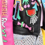 Colorful Rainbow Print Fashion Leather Jacket