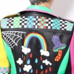 Colorful Rainbow Print Fashion Leather Jacket