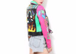 Colorful Rainbow Print Fashion Leather Jacket