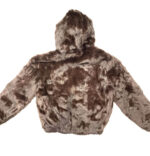 Dark Brown Rabbit Fur Hooded Bomber Jacket