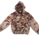 Dark Brown Rabbit Fur Hooded Bomber Jacket