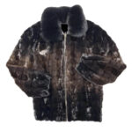 Deep Chocolate Diamond Cut Mink Bomber Jacket