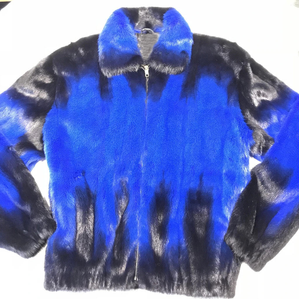 Full Mink Blue and Black Fur Jacket