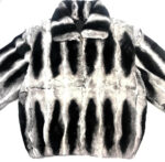 Grey and Black Full Chinchilla Fur Jacket