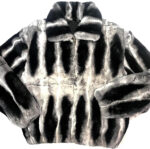 Grey and Black Full Chinchilla Fur Jacket