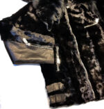 Mink Black Detachable Fox Collar Biker Jacket