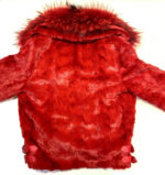 Mink Red Detachable Fox Collar Biker Jacket