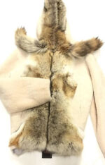 Natural Plush Fox Tail Shearling Jacket With Hood