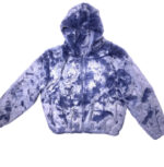 Navy Blue Rabbit Fur Hooded Bomber Jacket