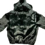 Olive Green Rabbit Fur Hooded Bomber Jacket