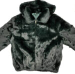 Olive Green Rabbit Fur Hooded Bomber Jacket