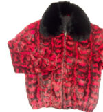 Red Diamond Cut Mink Bomber Fur Jacket