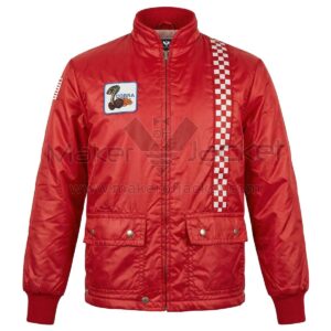 Red Ford Mustang Cobra Checkerboard Jacket (Front)