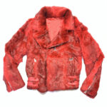 Red Rabbit Fur Biker Jacket