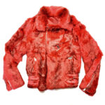 Red Rabbit Fur Biker Jacket