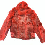 Red Rabbit Fur Biker Jacket