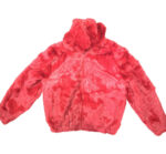 Red Rabbit Fur Hooded Bomber Jacket