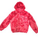 Red Rabbit Fur Hooded Bomber Jacket