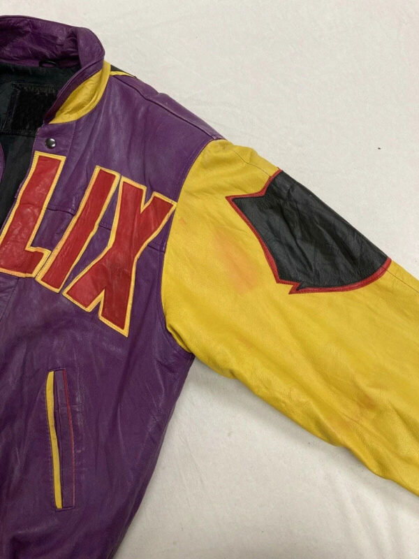 Vintage 90s Felix The Cat Cartoon Leather JacketVintage 90s Felix The Cat Cartoon Leather Jacket