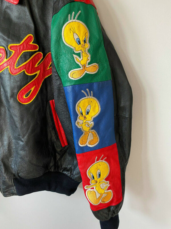Vintage 90s Tweety Bird Looney Tunes Leather Jacket