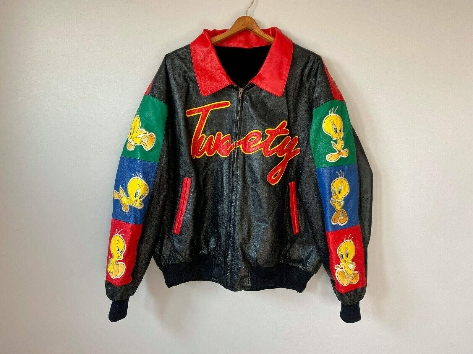 Vintage 90s Tweety Bird Looney Tunes Leather Jacket - Maker of Jacket