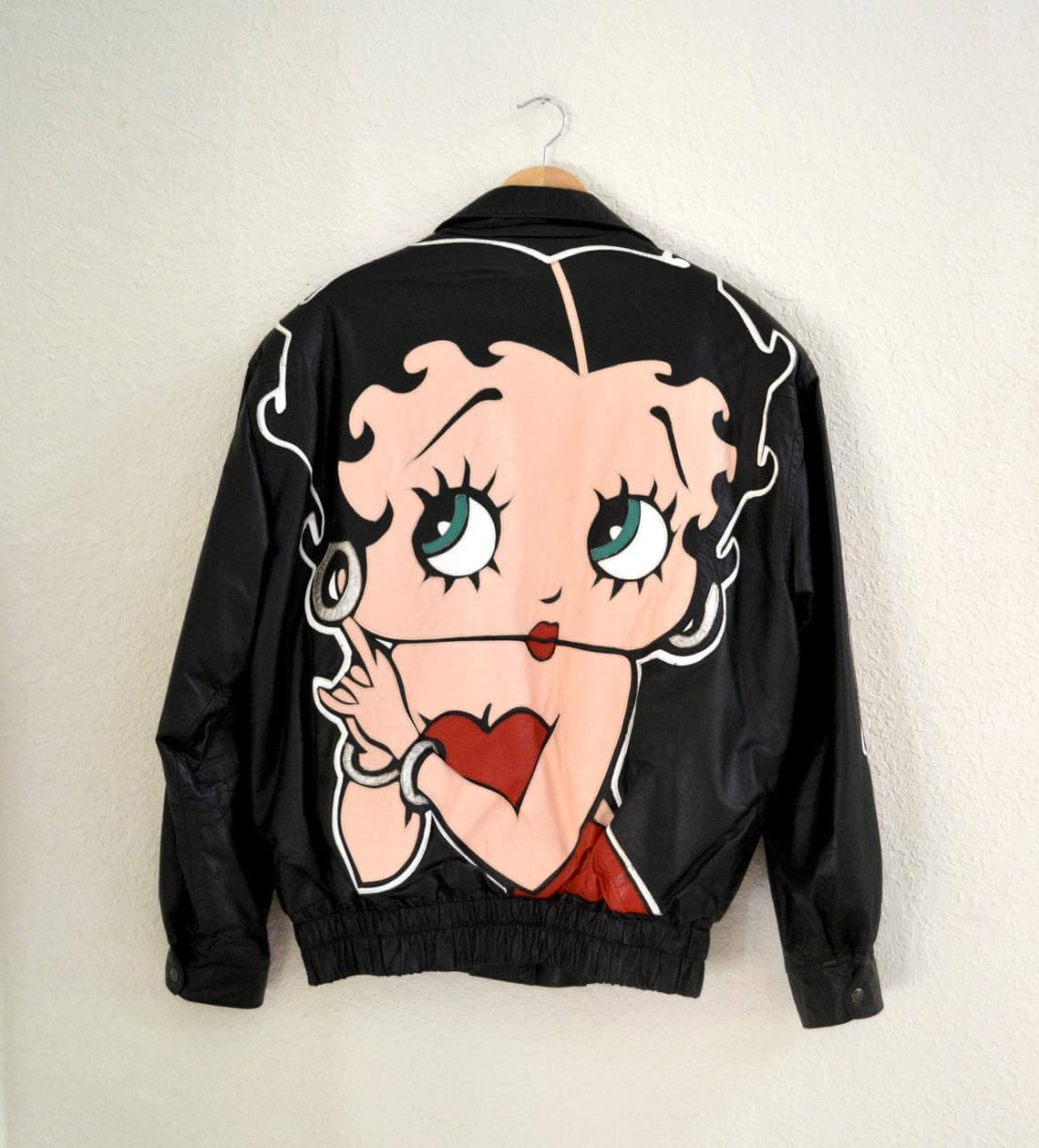 Vintage Black Betty Boop Cartoon Leather Jacket - Maker of Jacket