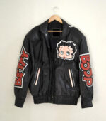 Vintage Black Betty Boop Cartoon Leather Jacket