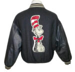 Vintage Black Dr Seuss Cat in the Hat Varsity Jacket