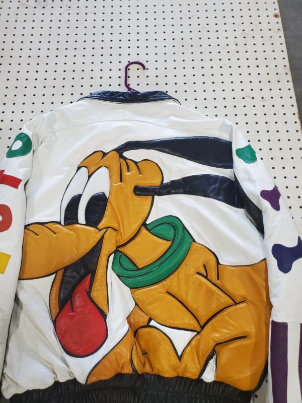 Vintage Disney Pluto Cartoon Leather Jacket