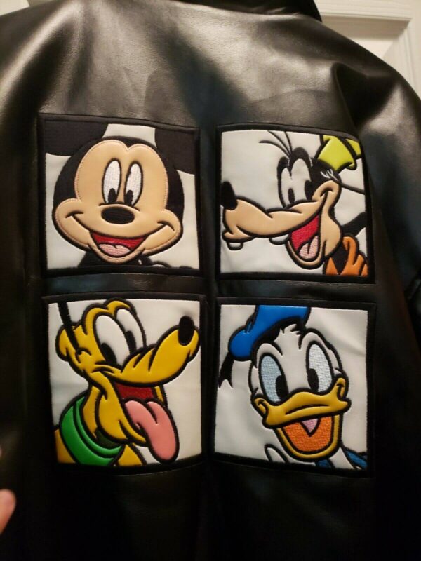 Vintage Walt Disney Mickey Goofy Donald Leather JacketVintage Walt Disney Mickey Goofy Donald Leather Jacket