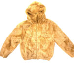 Whisky Rabbit Fur Hooded Bomber Jacket