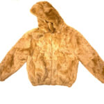 Whisky Rabbit Fur Hooded Bomber Jacket