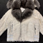 White Mink Diamond Cut Hooded Silver Fox Jacket