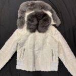 White Mink Diamond Cut Hooded Silver Fox Jacket