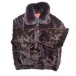 Wine Mink Fur Bomber Jacket