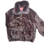 Wine Mink Fur Bomber Jacket