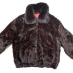 Wine Mink Fur Bomber Jacket