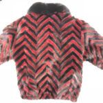 Wine Red Black Mink Tail Fur Jacket